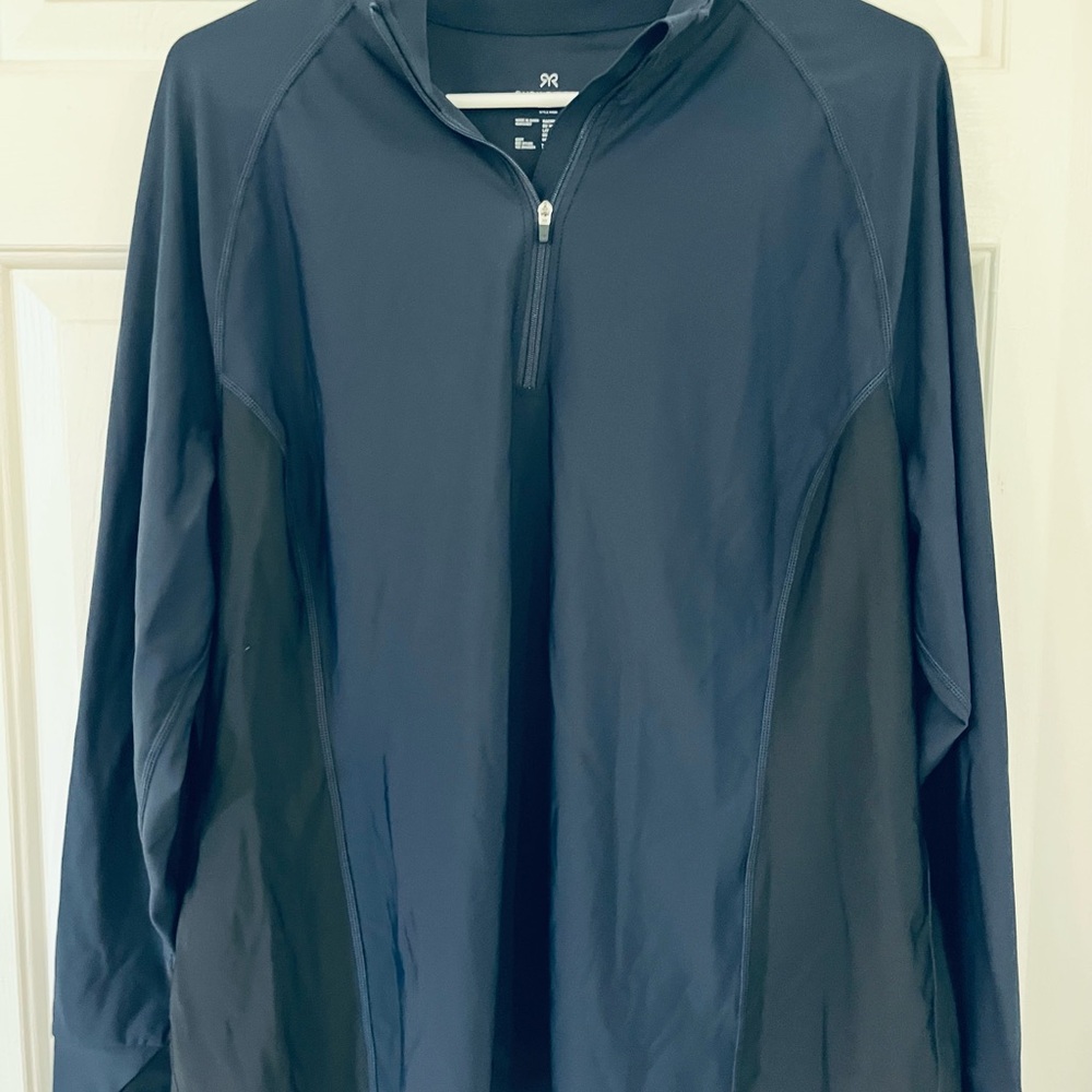Women's Ruby Ribbon Navy Blue Quarter Zip Top Shirt Style 1896 Sz XXL NWOT